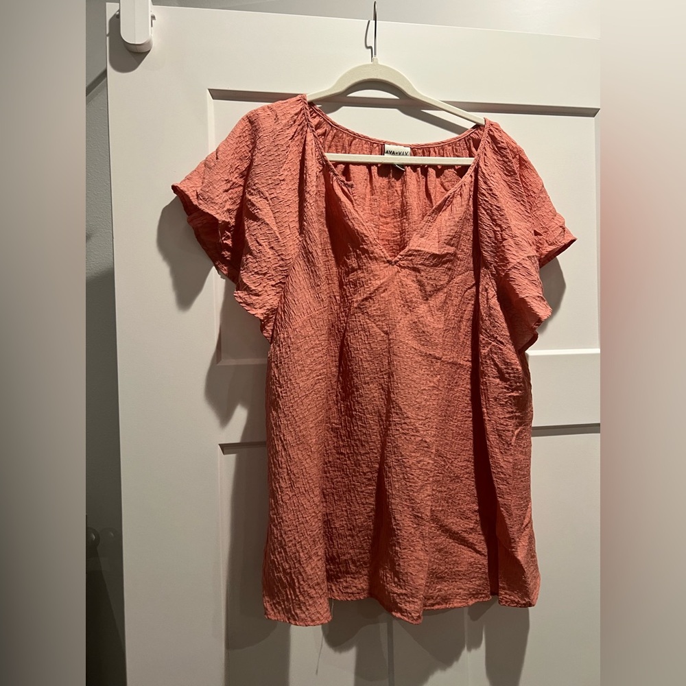 Terracotta Flutter Sleeve Top